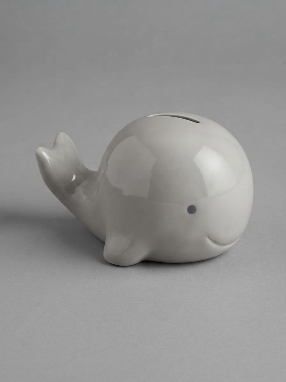 Ceramic Whale Coin Bank - Light Gray New in Box